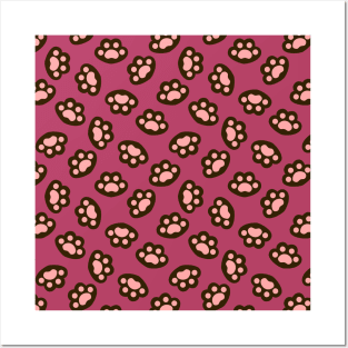 Black cat paws pattern Posters and Art